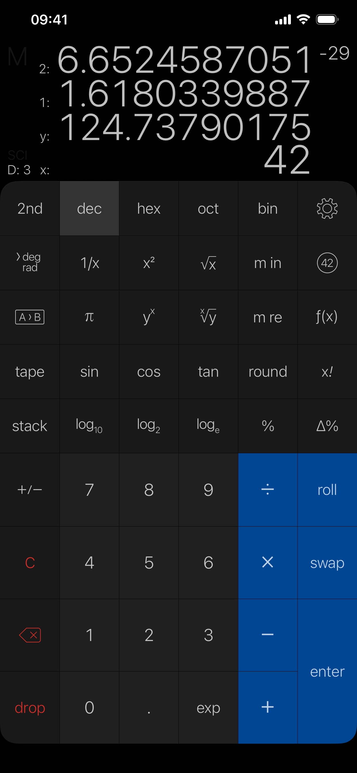 PCalc iPhone screenshot 2