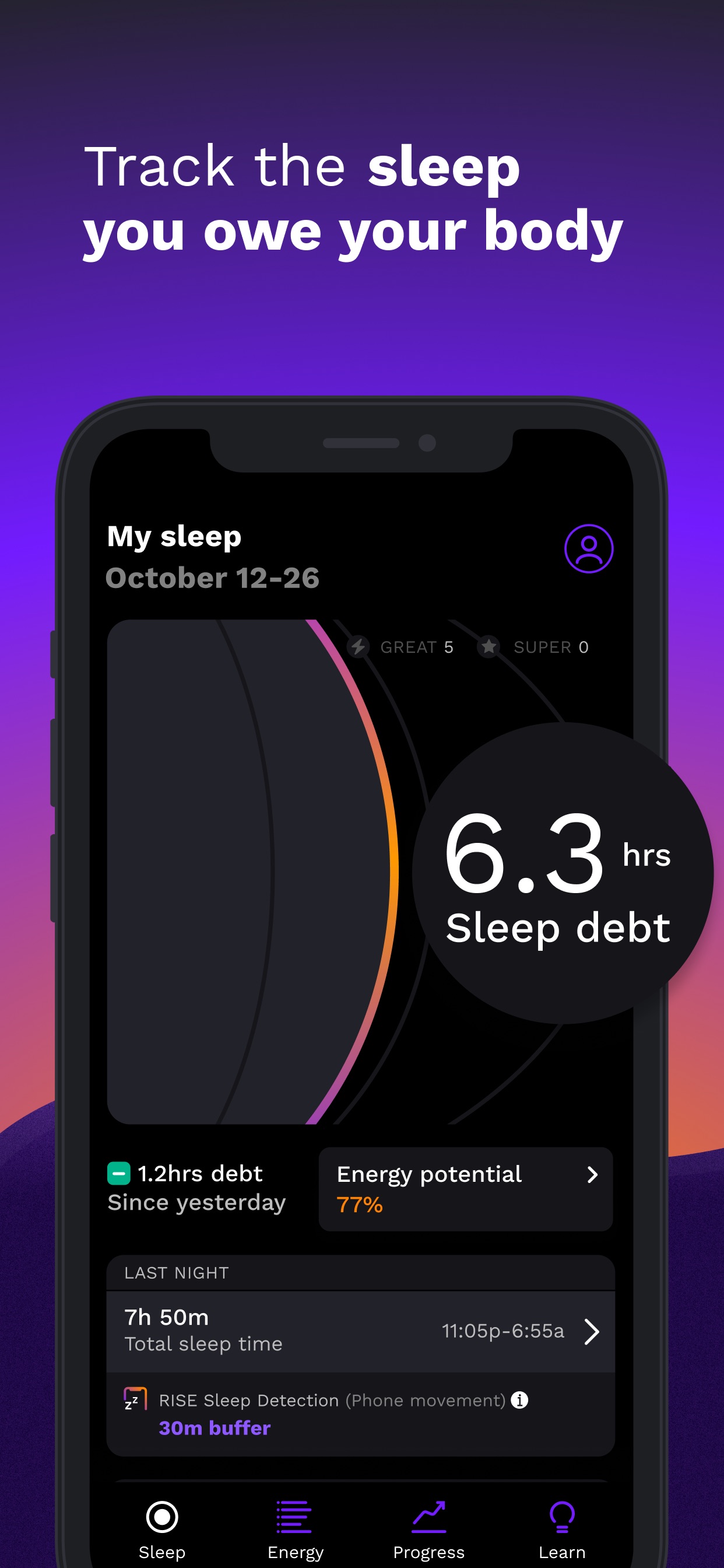 RISE: Sleep Tracker iPhone screenshot 2