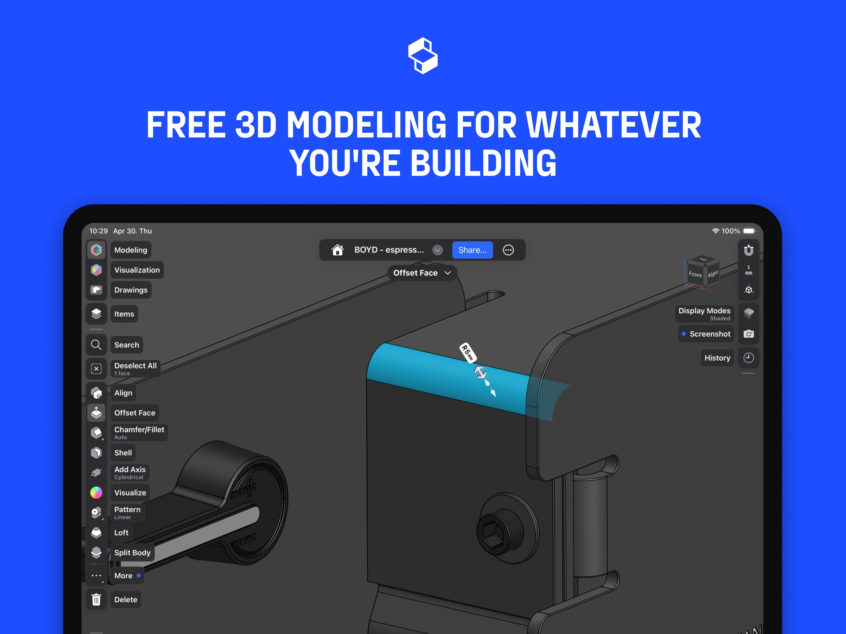Shapr 3D CAD modeling iPad screenshot 2