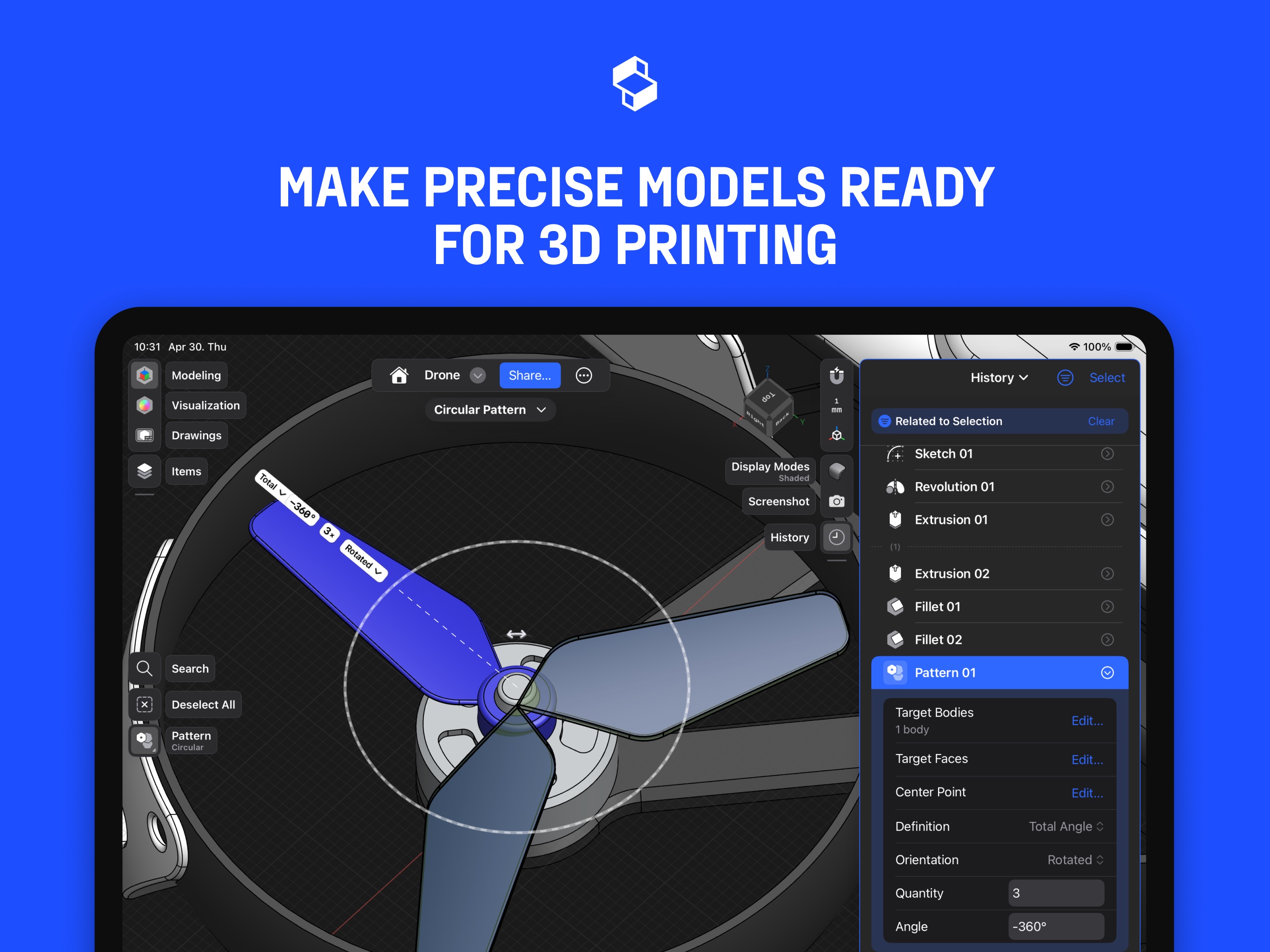 Shapr 3D CAD modeling iPad screenshot 4