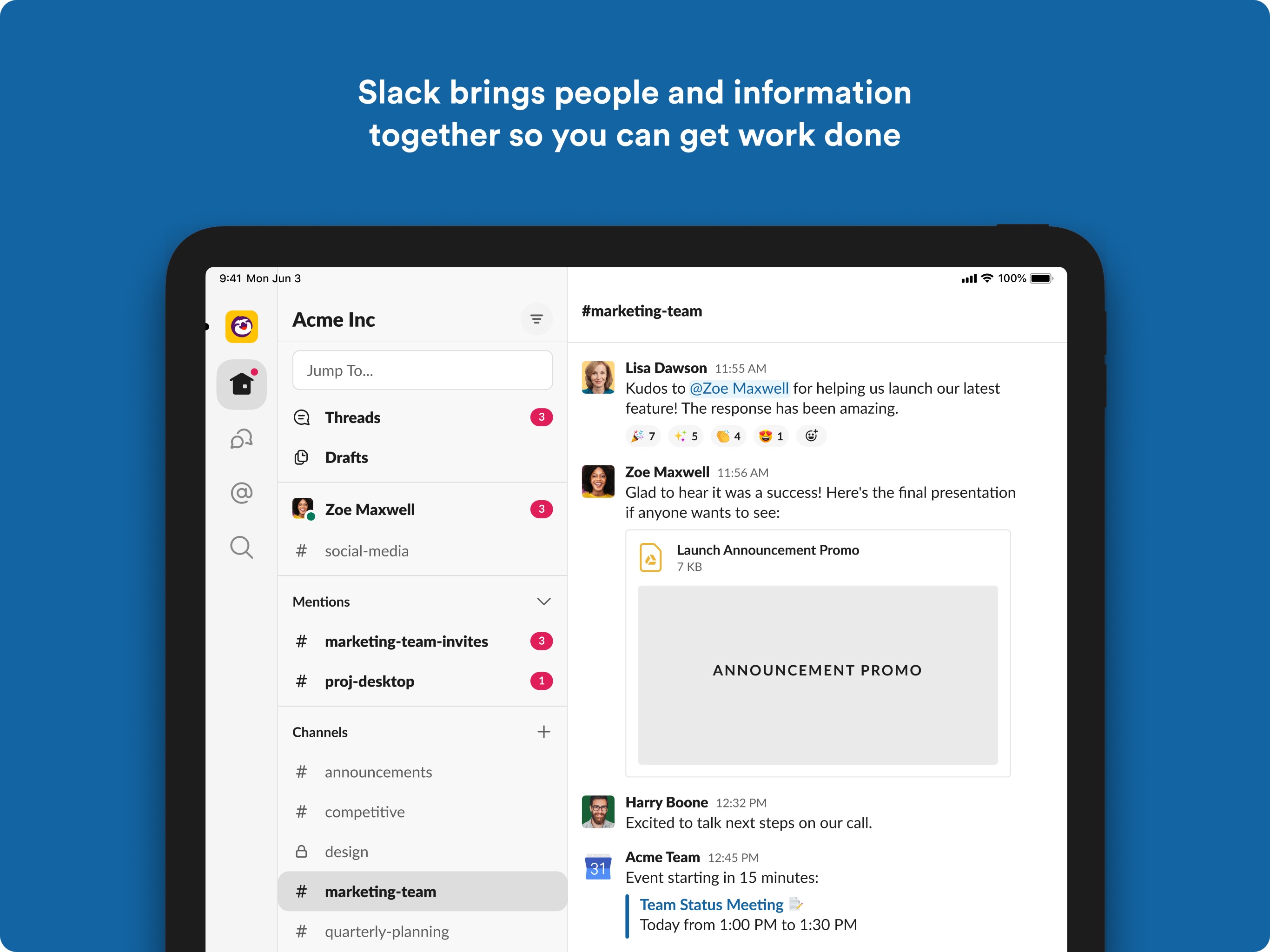 Slack iPad screenshot 1