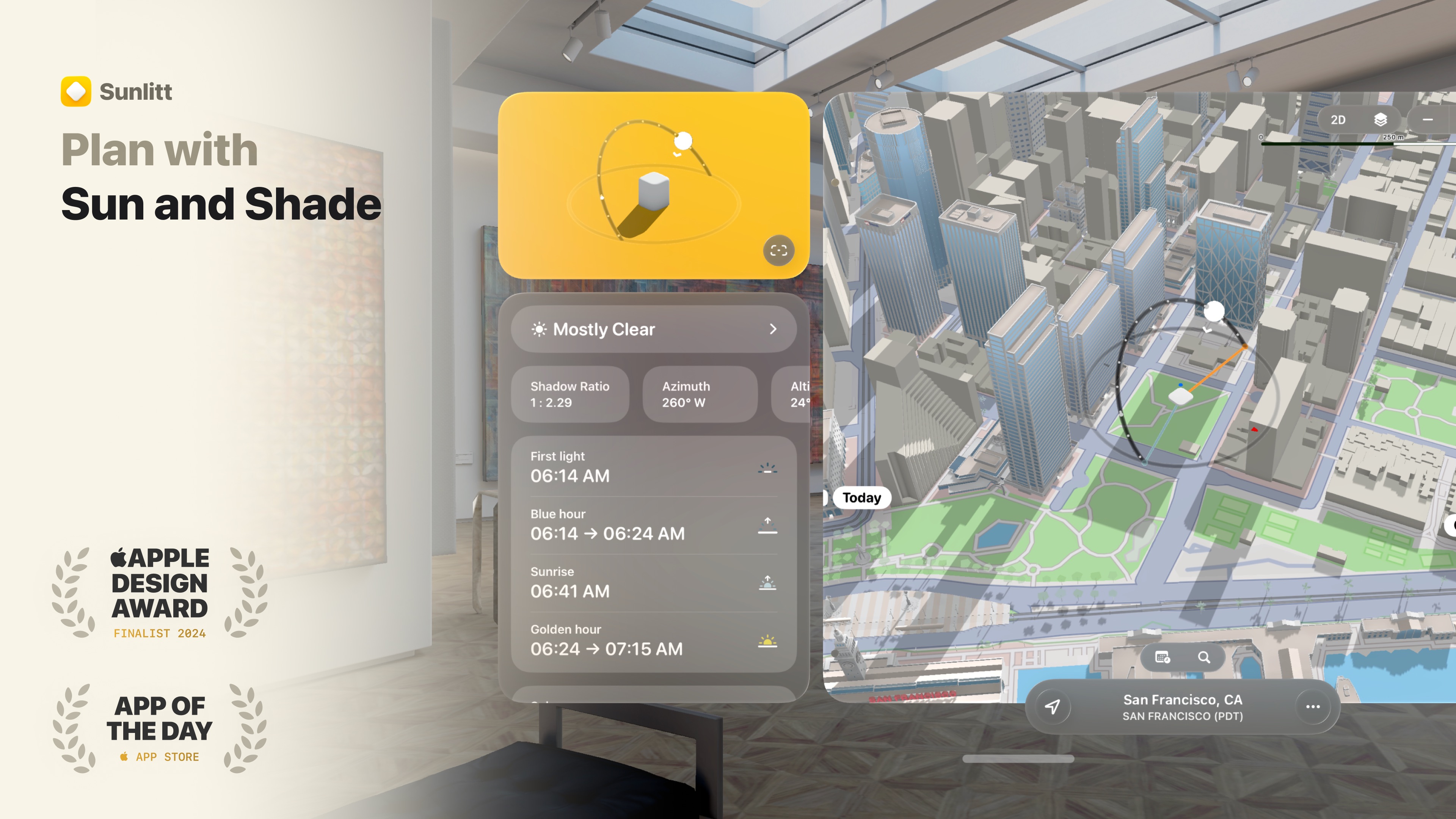 Sunlitt: Sun tracker & seeker Apple Vision screenshot 2