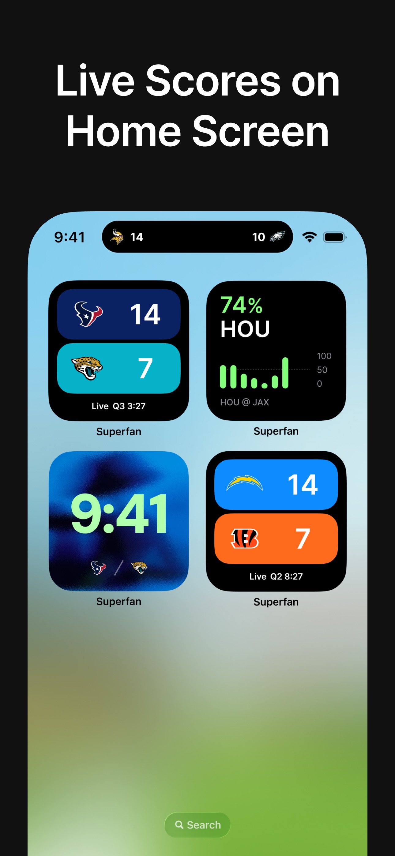 Superfan: Sports Scores + News iPhone screenshot 1