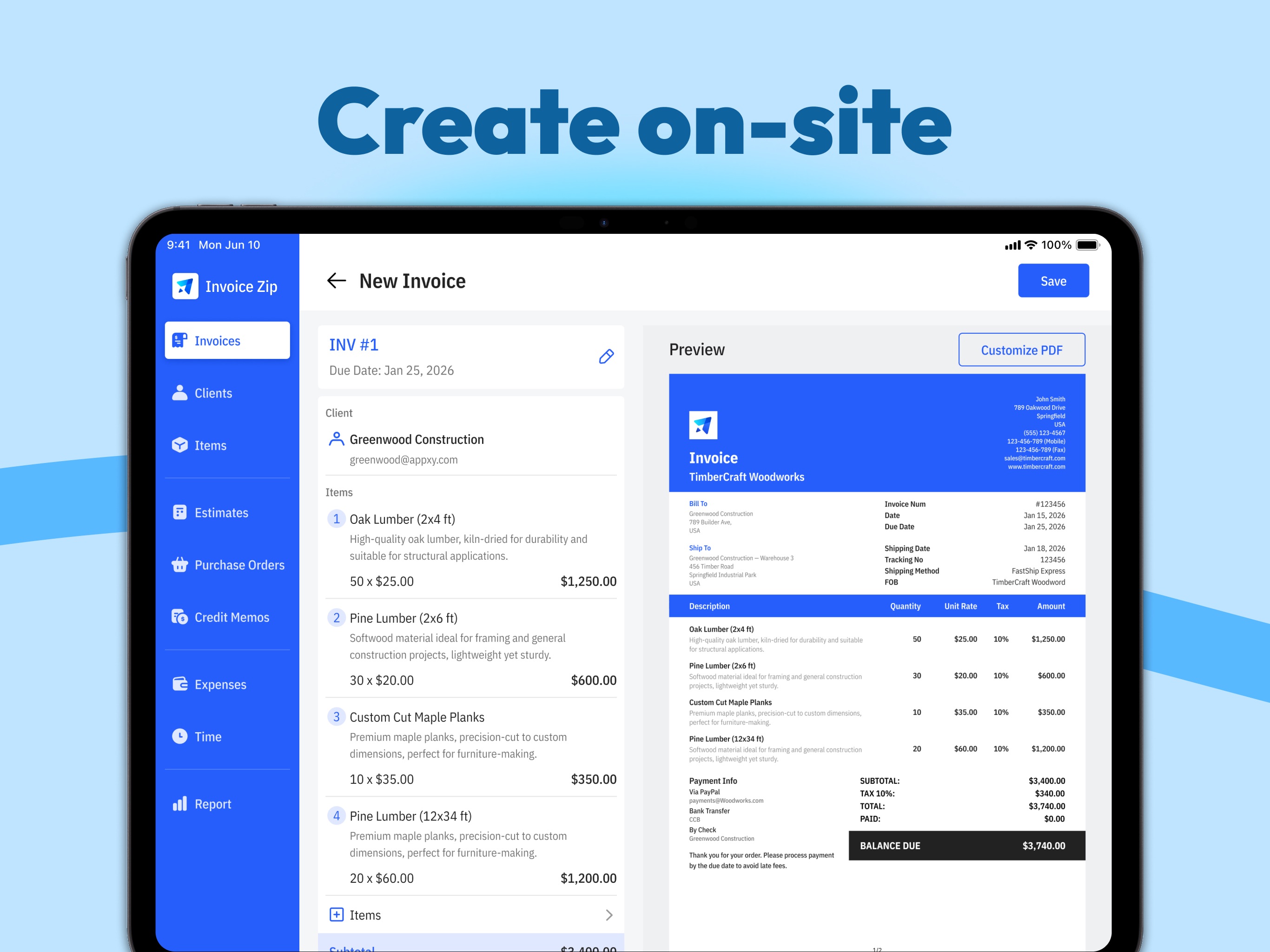 Tiny Invoice - Invoice Maker iPad screenshot 3