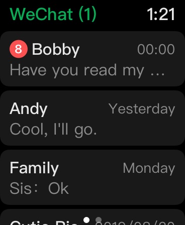 WeChat Apple Watch screenshot 2