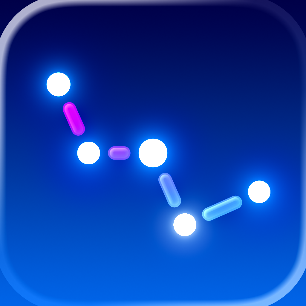 Sky Guide app icon with a blue soft 3D squircle design featuring an abstract constellation.
