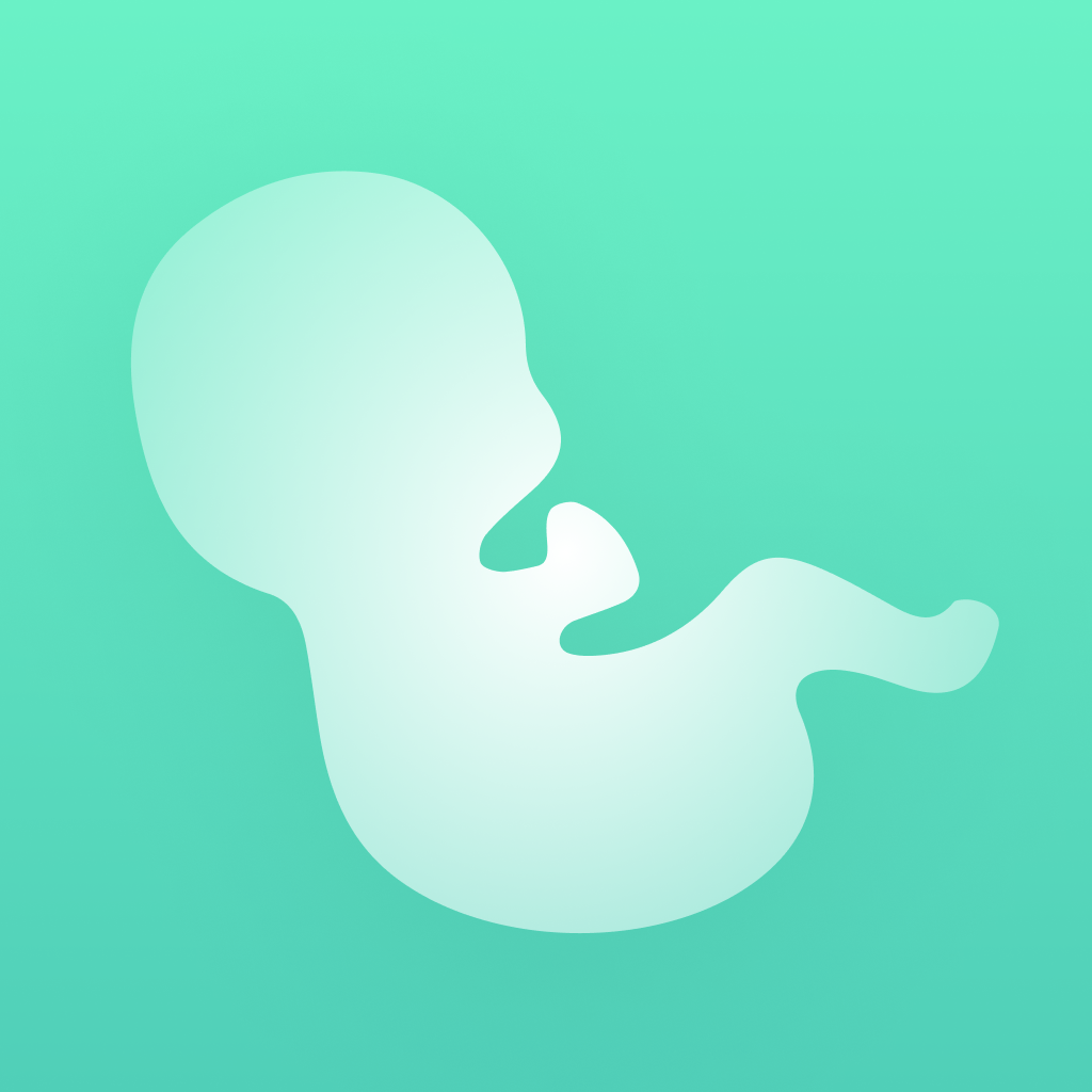 Contraction Timer & Counter 9m app icon with a blue flat minimalist organic shape design featuring an abstract face profile.