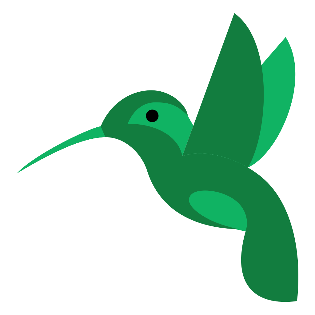 SugarSync app icon with a white flat minimalist organic shape design featuring a hummingbird.