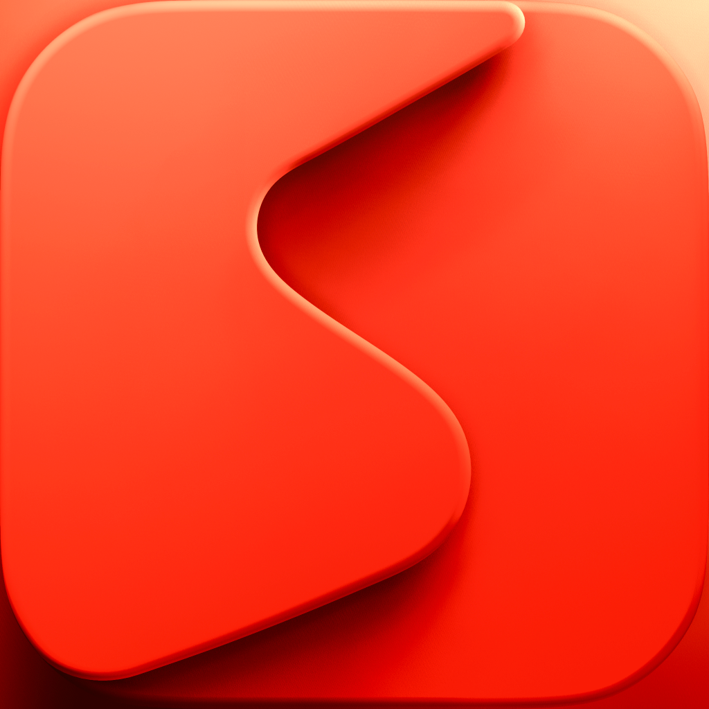Superlist app icon with a warm red-orange gradient squircle and a soft 3D abstract S-shaped cutout.