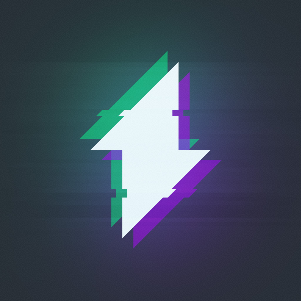 Thunderly app icon with a blue flat minimalist jagged lightning bolt design featuring a lightning bolt.