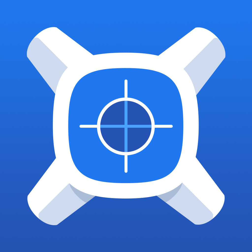 xScope Mirror app icon with a blue flat minimalist squircle design featuring a crosshair target.